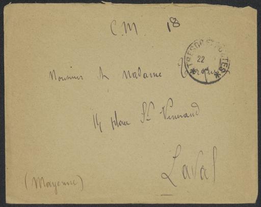 Varesnes, Oise - 21-29 janvier 1918 (9 lettres).